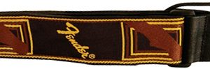 FENDER 2" MONOGRAMMED GUITAR STRAP, BLACK/YELLOW/BROWN
