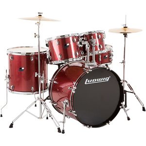 Ludwig BackBeat complete 5-piece drum set-wine red