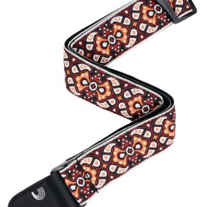D'ADDARIO ECO COMFORT WOVEN GUITAR STRAP, RED & ORANGE