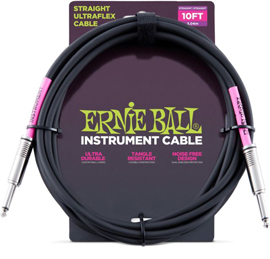 ERNIE BALL INSTRUMENT CABLE, STRAIGHT/STRAIGHT BLACK, 10FT