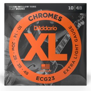 D'ADDARIO CHROMES FLAT WOUND ELECTRIC GUITAR STRING SET, EXTRA
