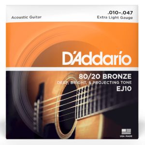 D'ADDARIO 80/20 BRONZE ROUND WOUND ACOUSTIC GUITAR STRING SET