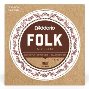 D'ADDARIO FOLK SILVER WOUND / BLACK NYLON GUITAR STRING SET