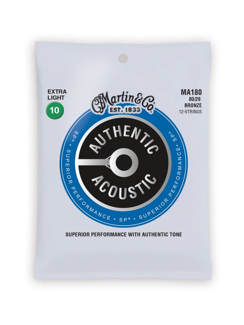 Martin MA180 Authentic Acoustic SP 80/20 Bronze Extra Light (12 String) Guitar Strings