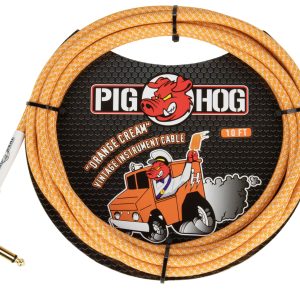 PIG HOG VINTAGE SERIES INSTRUMENT CABLE, 10FT, ORANGE CREME 2.0