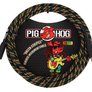 PIG HOG VINTAGE SERIES INSTRUMENT CABLE, 10FT, RASTA STRIPES