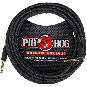 PIG HOG VINTAGE SERIES INSTRUMENT CABLE, 20FT, BLACK WOVEN