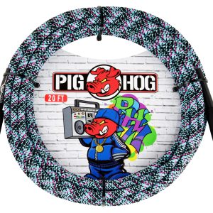 PIG HOG INSTRUMENT CABLE, 20FT STRAIGHT, BLUE GRAFFITI