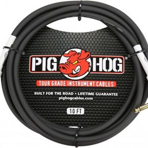 PIG HOG 10'  INSTRUMENT CABLE, 1/4" -1/4" 8mm, RIGHT ANGLE