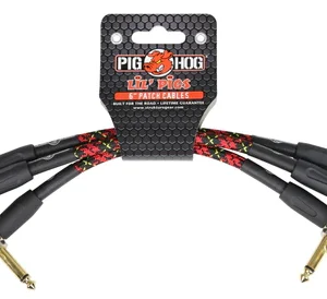 Pig Hog  "Tartan Plaid" 6" patch cables, 3pk