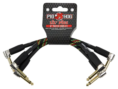 Pig Hog  "Rasta Stripe" 6" patch cables, 3pk