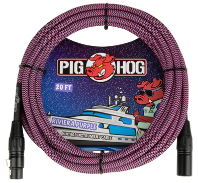 Pig Hog "Riviera Purple" Woven Mic Cable, 20ft.
