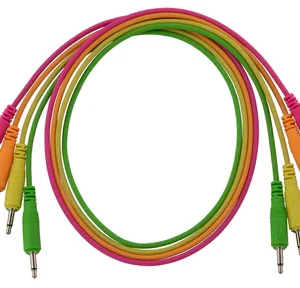 4 pk 24" mono patch cables (Neon orange, neon green, neon yellow, neon pink)