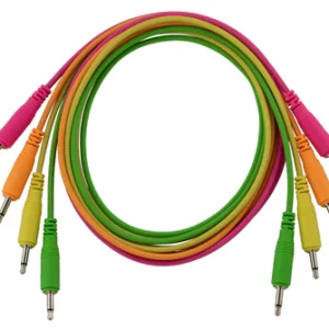 4 pk 36" mono patch cables (Neon orange, neon green, neon yellow, neon pink)