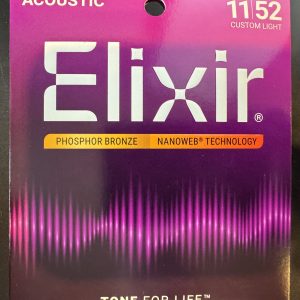 Elixir Strings 16027 Nanoweb Phosphor Bronze Acoustic Guitar Strings - .011-.052 Custom Light