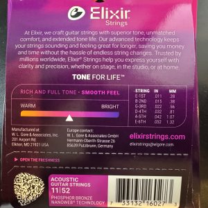 Alternative view of Elixir Strings 16027 Nanoweb Phosphor Bronze Acoustic Guitar Strings - .011-.052 Custom Light