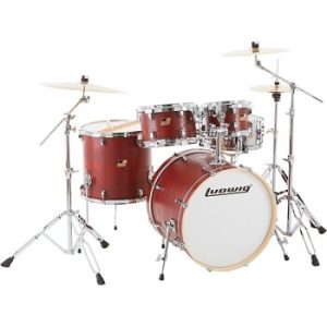 Ludwig BackBeat Elite 5-Piece Complete Drum Set Ruby Grain (RD)
